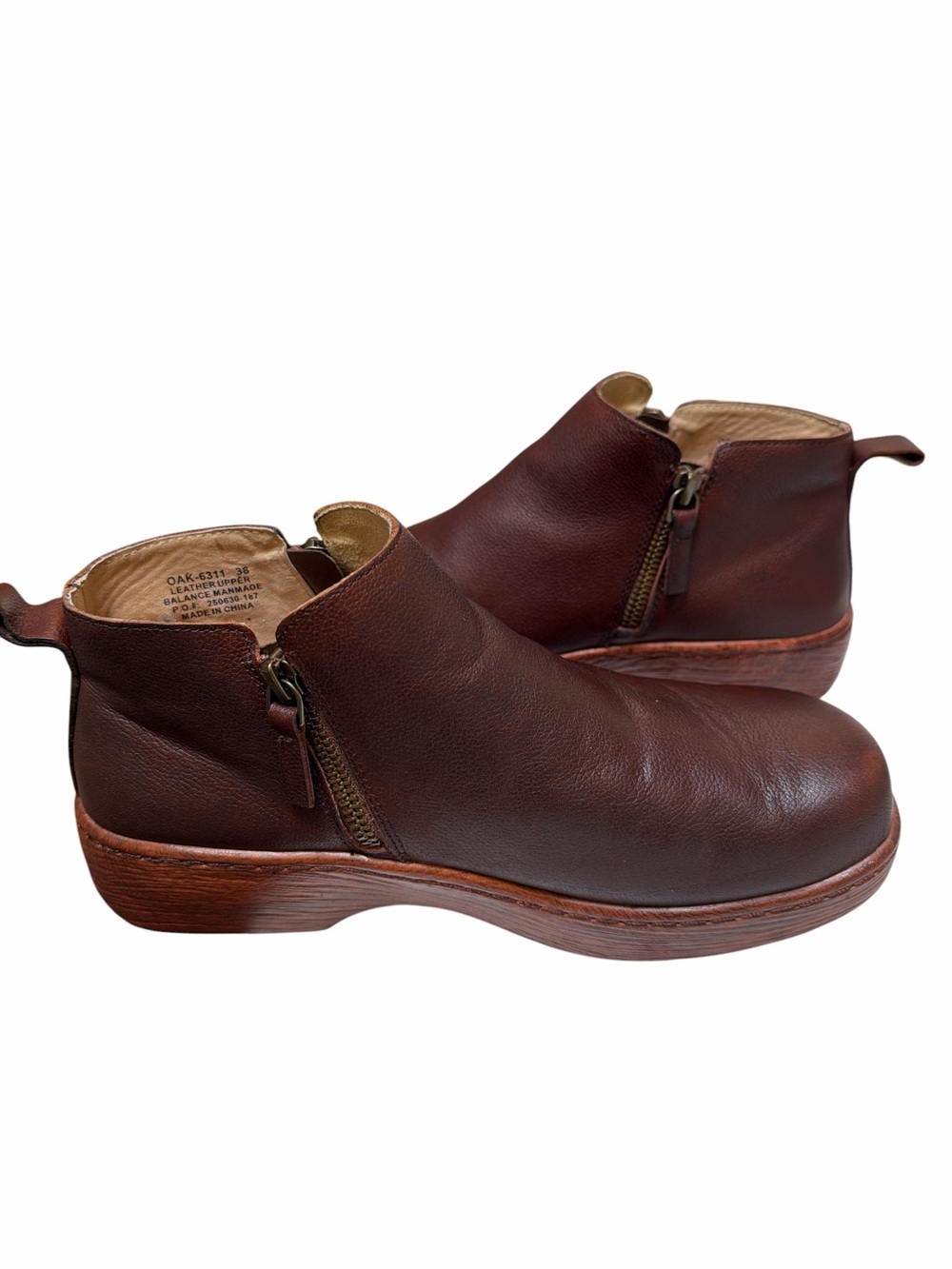 Alegria Oak 6311 Leather Ankle Boots EU 38 Brown Comfort Wedge - Picture 7 of 14